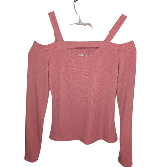 Women's Salmon Color Cold Shoulder Top - Picture 1 of 5